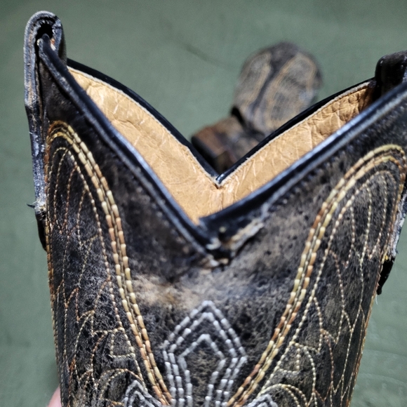 CORRAL Girls Western Cowboy Boots Size 2.5 Square Toe Wings and Cross Embroidery - Picture 6 of 9